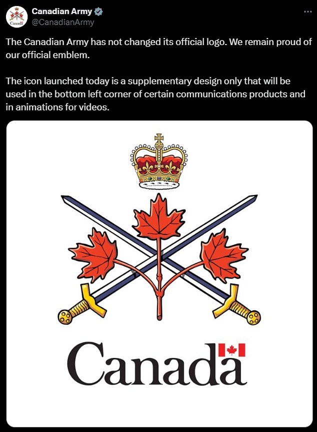 Following public backlash, the Canadian Armed Forces apologized for the confusion but defended the logo, stating that it was a complementary design and not a replacement for the official emblem.