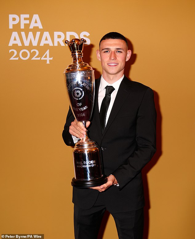 Manchester City star Phil Foden has been named PFA Player of the Year for 2023-24