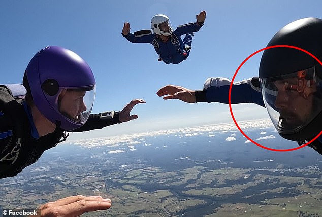 Mr. Goltz (far right) had gone on several skydives with his teenage son Kai.