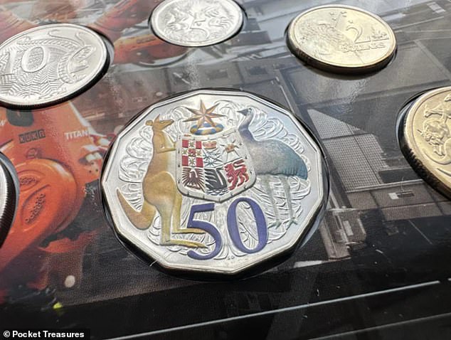 A rare 50-cent coin with spectacular colors highlighting its coat of arms was valued at up to 400 times its face value (50-cent coin pictured)