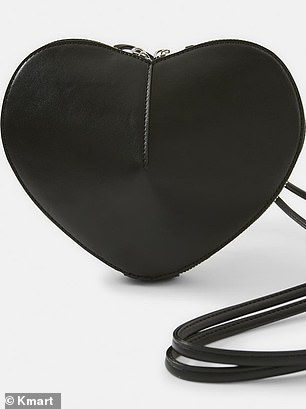 Kmart's Heart Crossbody Bag ($12) comes in classic black and a bright red colorway 