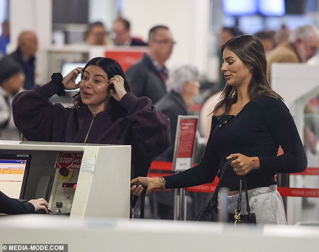 The couple appeared to be in good spirits as they checked in for their flight, before they were hit by a series of chaotic events in the departure lounge, thanks to Indy's mishap.