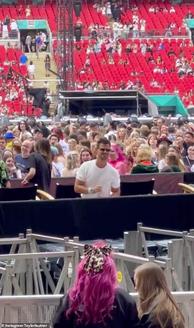 Taylor Lautner was spotted by eagle-eyed fans at his ex Taylor Swift's concert at Wembley on Monday night