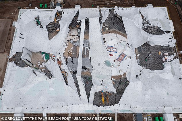 The roof of the custom-built SoFi Center venue collapsed after severe weather last November.