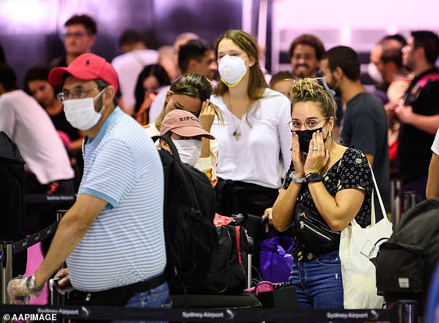 Customers are seeking compensation and the class action lawsuit aims to recover outstanding amounts owed to travellers (pictured, passengers in the terminal at Sydney International Airport)