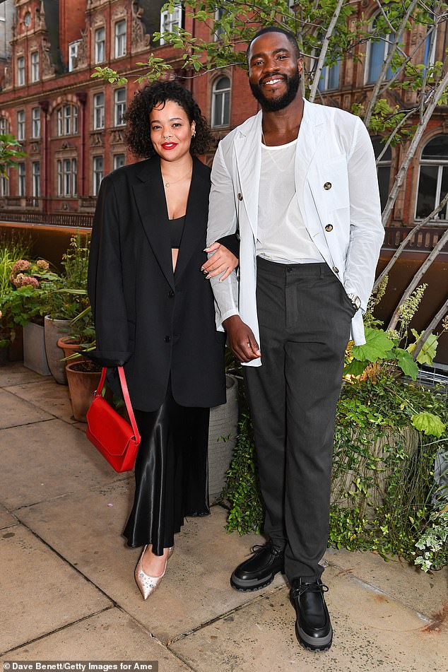 Bridgerton's Martins Imhangbe looked chic in a sheer white jacket and It's A Sin's Lydia West looked chic in a silk skirt and oversized blazer.