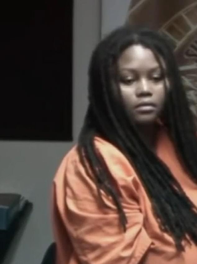 Aaliyah Shantrelle Herring, 25, (pictured in court), faces two counts of child abuse and was arrested Monday.