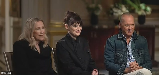 Keaton sat down with co-stars Catherine O'Hara (left) and Winona Ryder for an interview on NBC's Today.