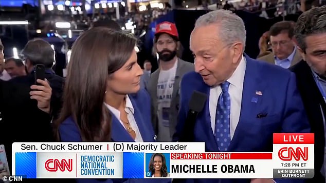 The conservative commentator took a backseat during an interview with Senate Majority Leader Chuck Schumer before being escorted out.