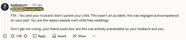 After thousands of comments, the broad consensus was that the woman was the a**hole, with Redditors declaring YTA, short for 'You're The A**hole.'