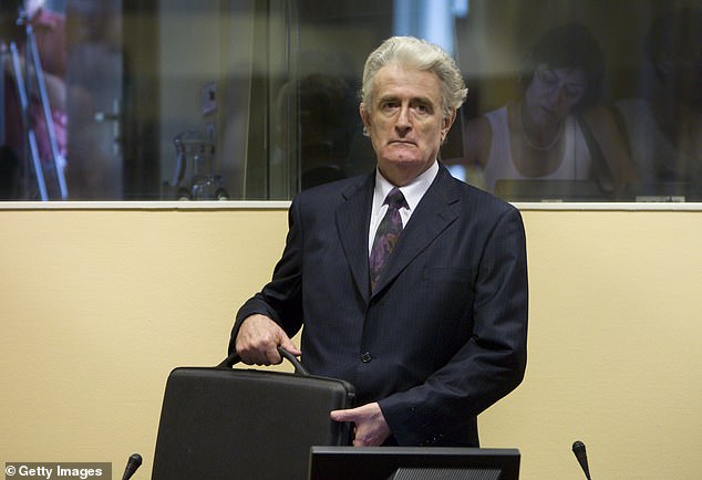 Former Bosnian Serb leader Radovan Karadzic makes his first appearance at the International Criminal Tribunal for the former Yugoslavia (ICTY) on July 31, 2008 in The Hague, Netherlands.