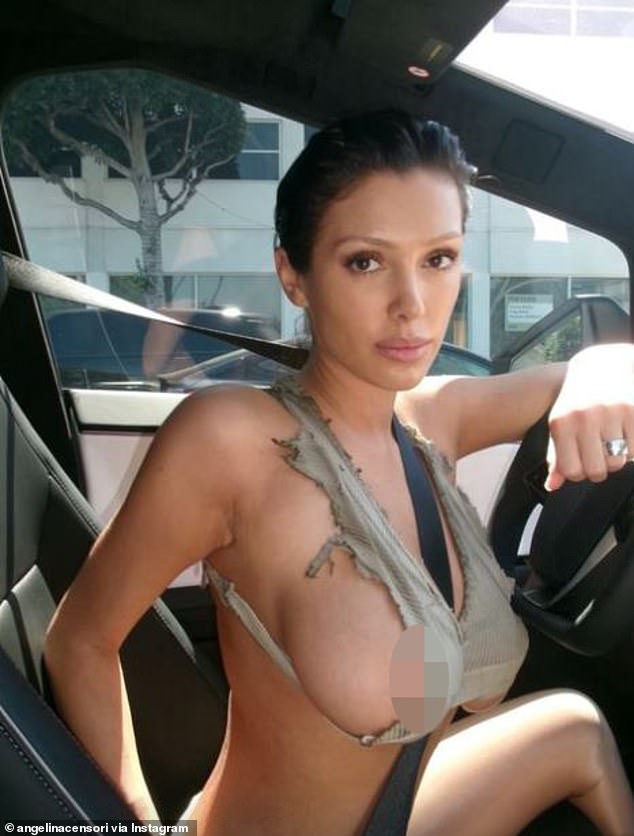 While it's unclear when the couple visited the KFC, Censori's sister Angelina posted a photo of herself in the same revealing outfit on her Instagram Story on Saturday.