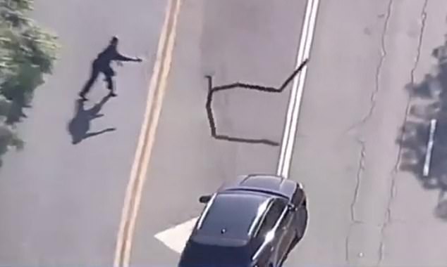 Footage captured the moment police ended the chase by throwing a spike strip in front of Gale's vehicle's tires.