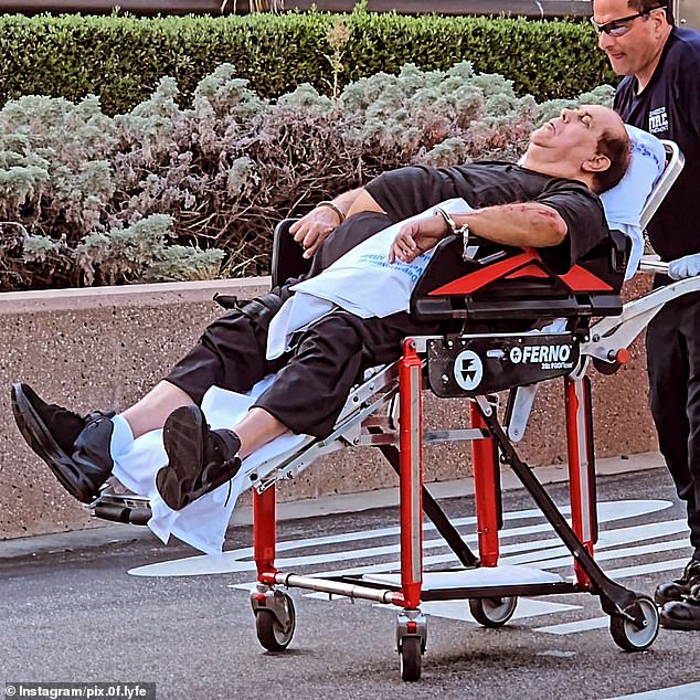 Gale was arrested outside Ronald Reagan UCLA Medical Center, and footage shows him being wheeled away on a stretcher.