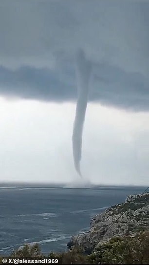 A giant swashbuckler was caught on camera off the coast of Salento