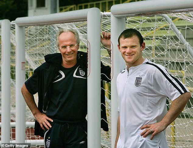 England striker Wayne Rooney, right, with his then manager Sven-Goran Eriksson, left, during an England training session in Baden-Baden during the 2006 World Cup in Germany.