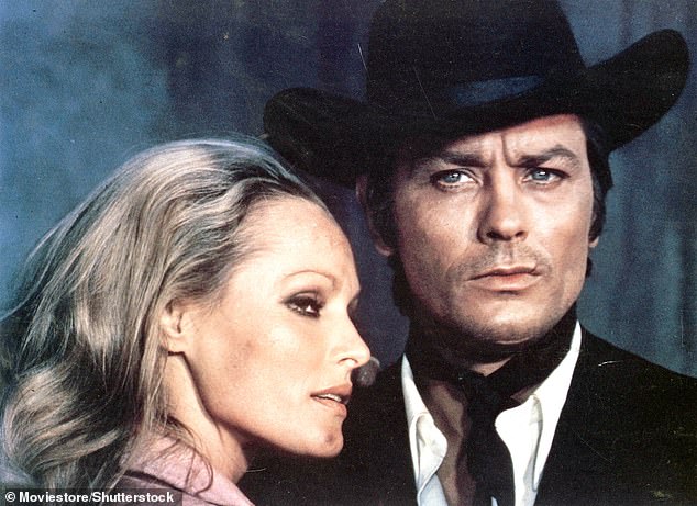 Alain Delon is pictured with his co-star Ursula Andress in the film Soleil Rouge