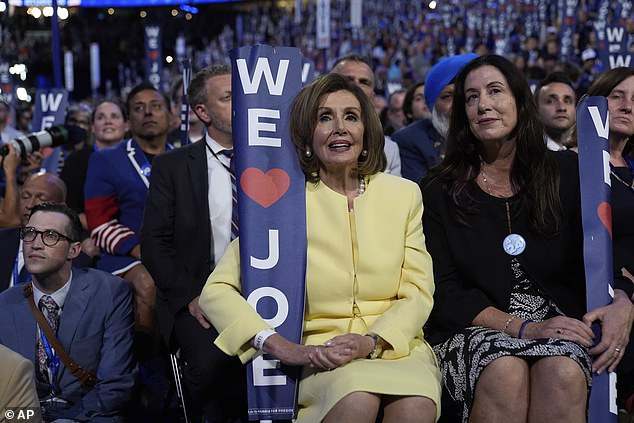 Nancy Pelosi sat in the front row during Joe Biden's speech at the convention