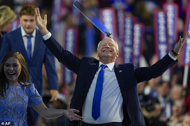 Walz celebrates his nomination for vice president of the United States with his daughter Hope