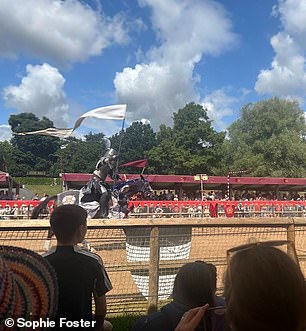 Sophie enjoyed a jousting tournament called War of the Roses Live! (left)