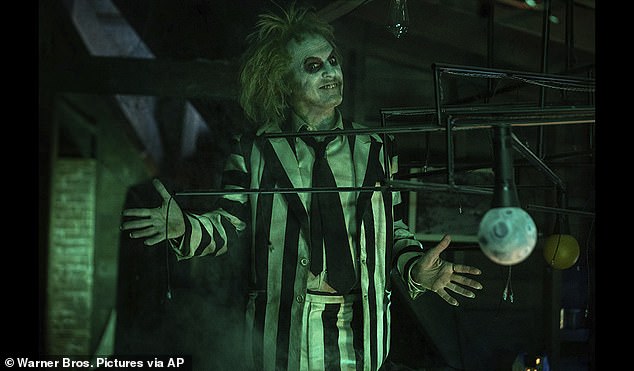 Michael Keaton appears in a scene from the upcoming sequel Beetlejuice Beetlejuice