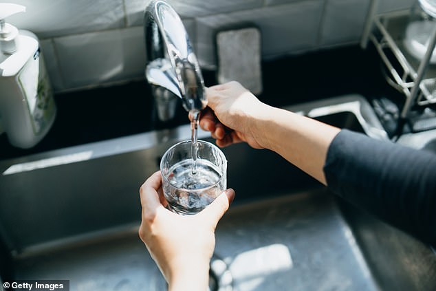 The image above shows a woman filling a glass of tap water, amid concerns about the quality of tap water (file image)