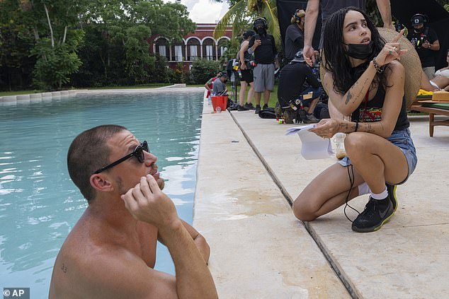 Blink Twice is set to be released on August 23, and in an interview with People, Kravitz and Ackie talked about the process of making the film; Kravitz pictured on set with Tatum