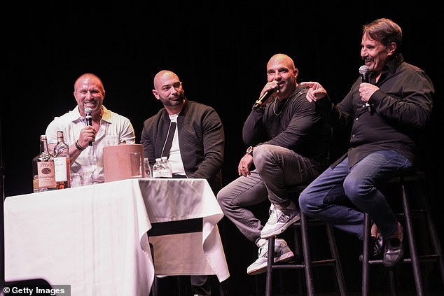 Joe's friends Frank Catania, Joe Benigno and John Fuda surprised the star on stage by coming out behind him to support him.