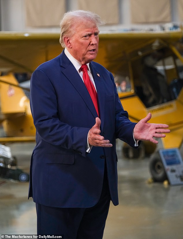 Trump spoke to DailyMail.com at the North Carolina Aviation Museum on Wednesday