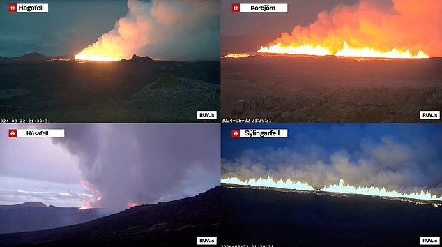 Local news reports said a powerful earthquake began around 8:30 p.m. today, followed by an eruption near the town of Grindavik around 9:30 p.m.