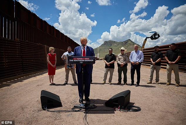 Victims of migrant-related crimes, local law enforcement officers and former Border Patrol agents also spoke at the border speech.