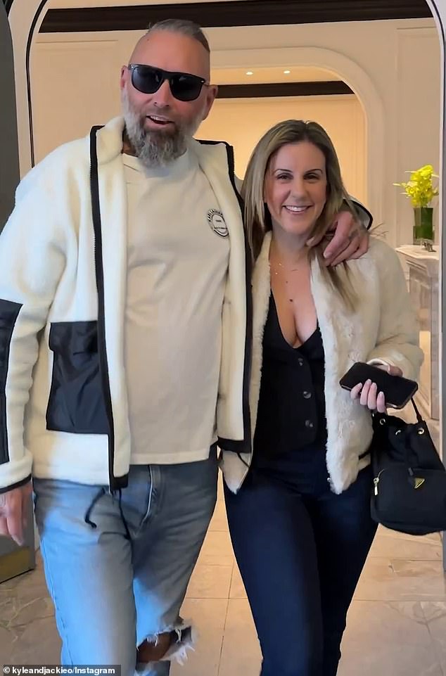 Radio stars Kyle, 53, and Jackie, 49, spoke about the upcoming ceremony on Friday's The Kyle and Jackie O Show, when they revealed the date. Pictured: Chris Sandilands and fiancée Nat Bartolo