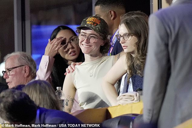 Ella Emhoff wearing a Harris-Walz hat during the first day of the Democratic National Convention