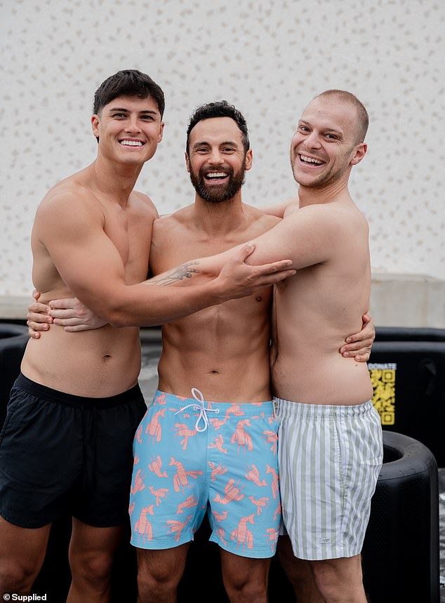 Cam, 40, showed off his toned physique as he stripped off his shirt for an ice bath on Daffodil Day alongside his MAFS co-stars Al Perkins (pictured left) and Jack Millar (pictured right).