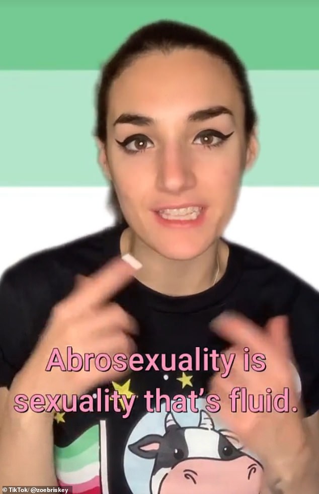 Another video posted by @zoebriskey, she told her 74,000 followers that abrosexuality is 