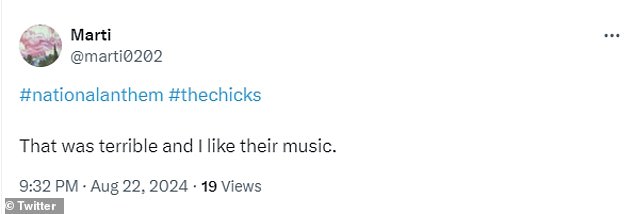 1724400886 735 The Chicks are criticized for their VERY off key rendition of