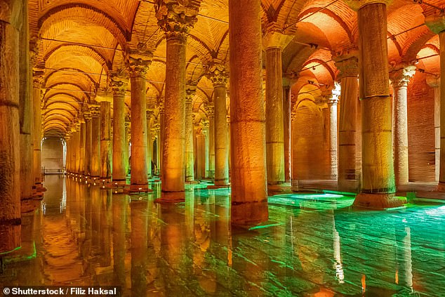 The Basilica Cistern (above) featured in the James Bond film From Russia with Love; now visitors can explore it via walkways that wind around the 336 columns