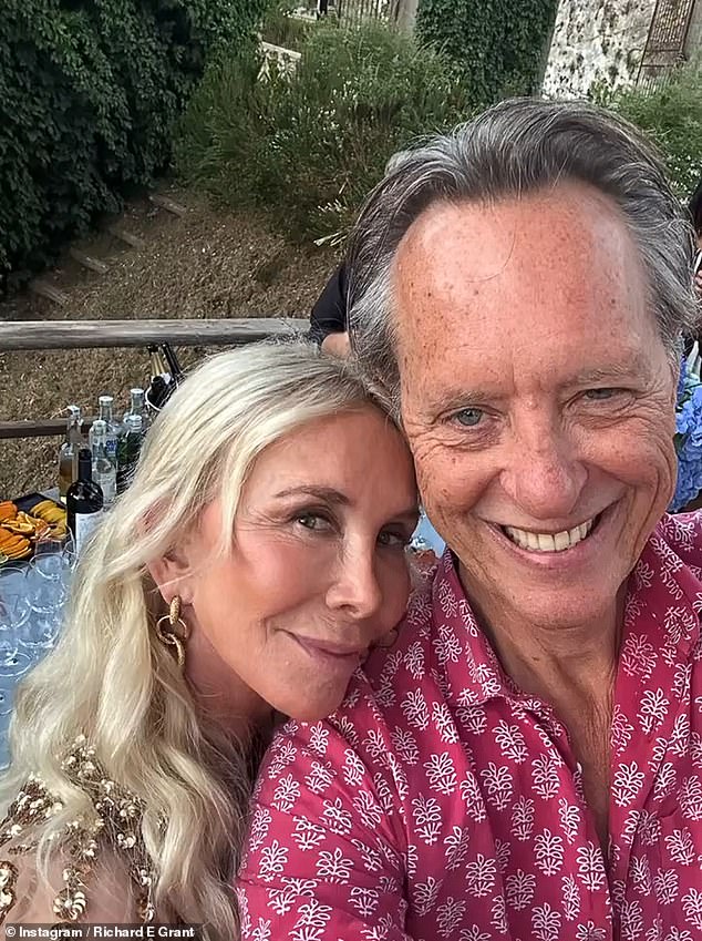 Richard, whose wife Joan passed away in 2021, shared a series of anniversary selfies, including a snap with Trudie, who stunned in a shimmering nude dress.