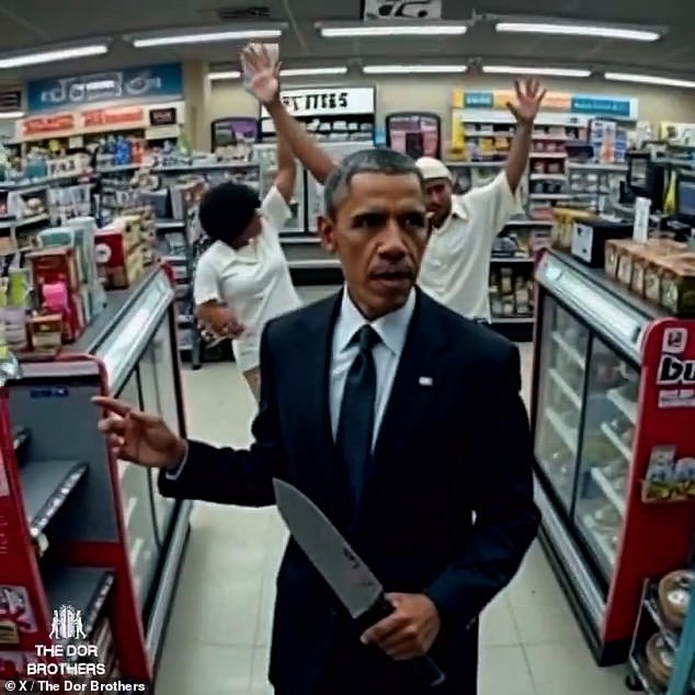 The deepfake clip also showed former President Barack Obama holding a large knife in a supermarket.