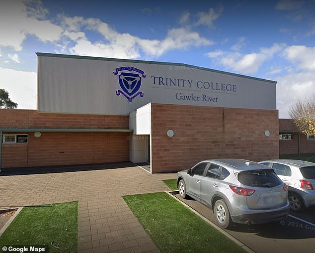 The former teacher had been working at Trinity College in Gawler, 42km north of Adelaide's central business centre, when he was arrested (the private K-12 school is pictured).