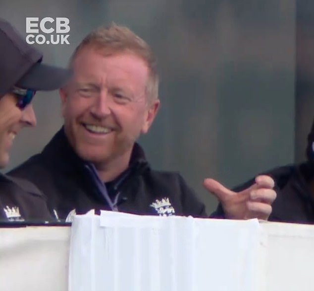 England coach Paul Collingwood was seen recreating the play in total disbelief.