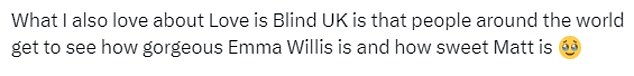 Love Is Blind viewers took to X, formerly of Twitter, to share their thoughts, with many shocked by Emma's age.