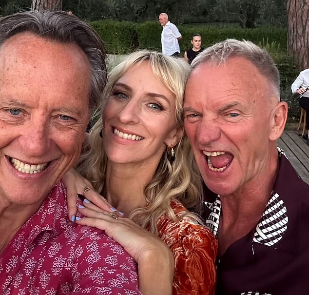 Richard E Grant pictured celebrating Sting's 32nd wedding anniversary with Trudie Styler at their Tuscan villa