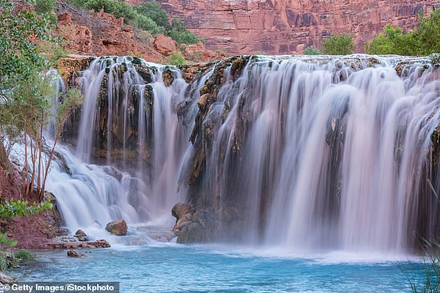 Nickerson and her husband Andrew had been hiking in the Havasupai area, seen here, when the flooding hit, causing the couple to become separated.