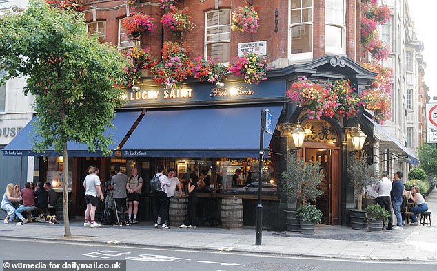 The Lucky Saint pub in West London, where they serve their own brand of low-alcohol beer as well as a selection of regular alcoholic drinks.