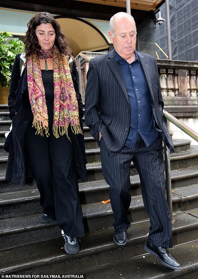 Todd Hogan, son of Crocodile Dundee star Paul Hogan, and his daughter Lara leave the Downing Centre courts after coming to Jake's rescue and securing his release from jail.