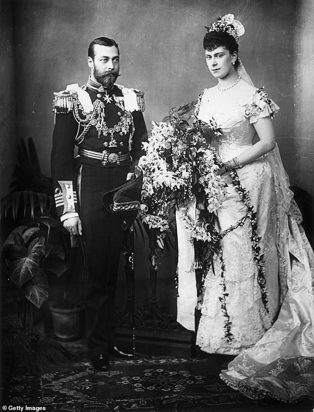 Princess Mary of Teck and the future King George V on their wedding day in 1891