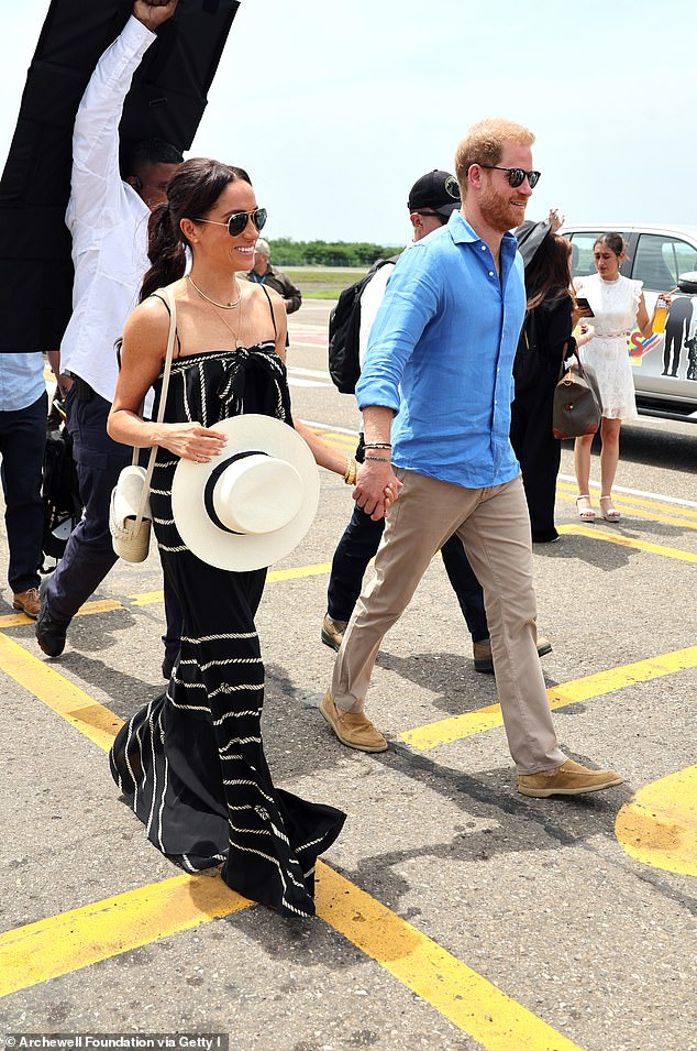 Meghan Markle and Prince Harry visit Cartagena, Colombia, on August 17, one of three major Colombian cities they stopped in during the quasi-royal tour