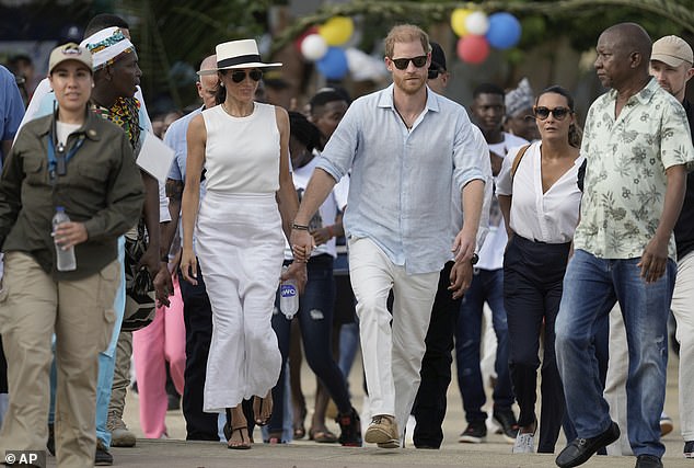 Prince Harry and Meghan arrive in San Basilio de Palenque, Colombia on Saturday 17 August