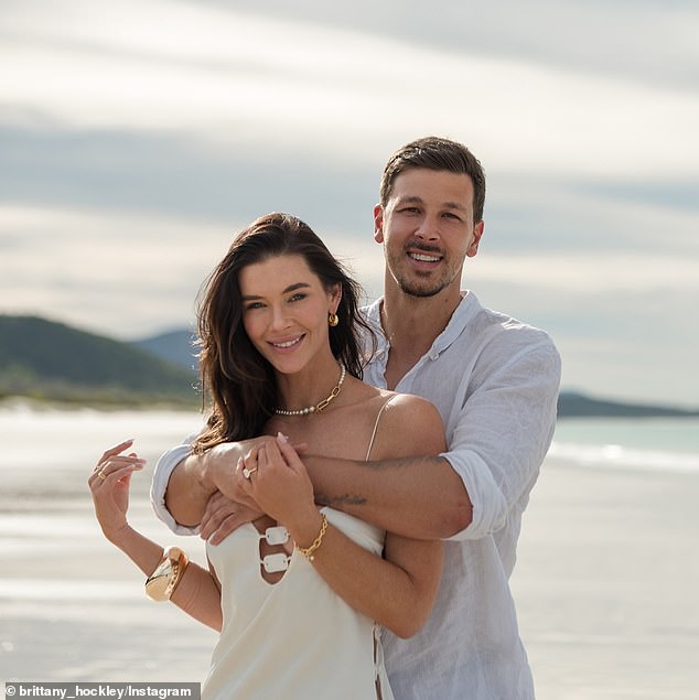 Brittany is currently in Bali planning her upcoming wedding to Swiss professional footballer Benjamin Siegrist. The couple got engaged in June (both pictured)